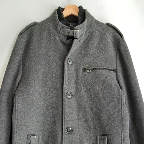 ESPRIT Wool Blend Jacket Coat Front Button & Zip-Up Closure Grey Men's XL - Picture 2 of 16